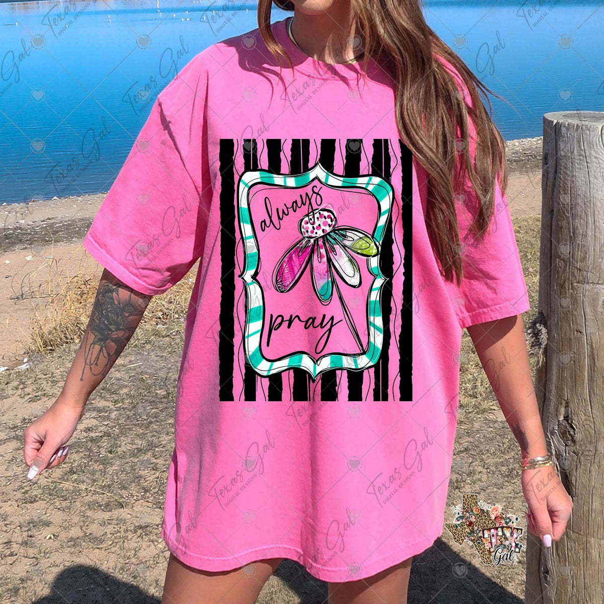 Just pray pink flower (Texasgal) DTF Transfer