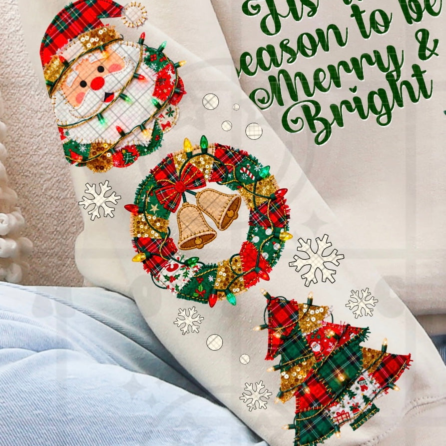 Tis the season merry and bright wreaths SLEEVE (HW) DTF Transfer