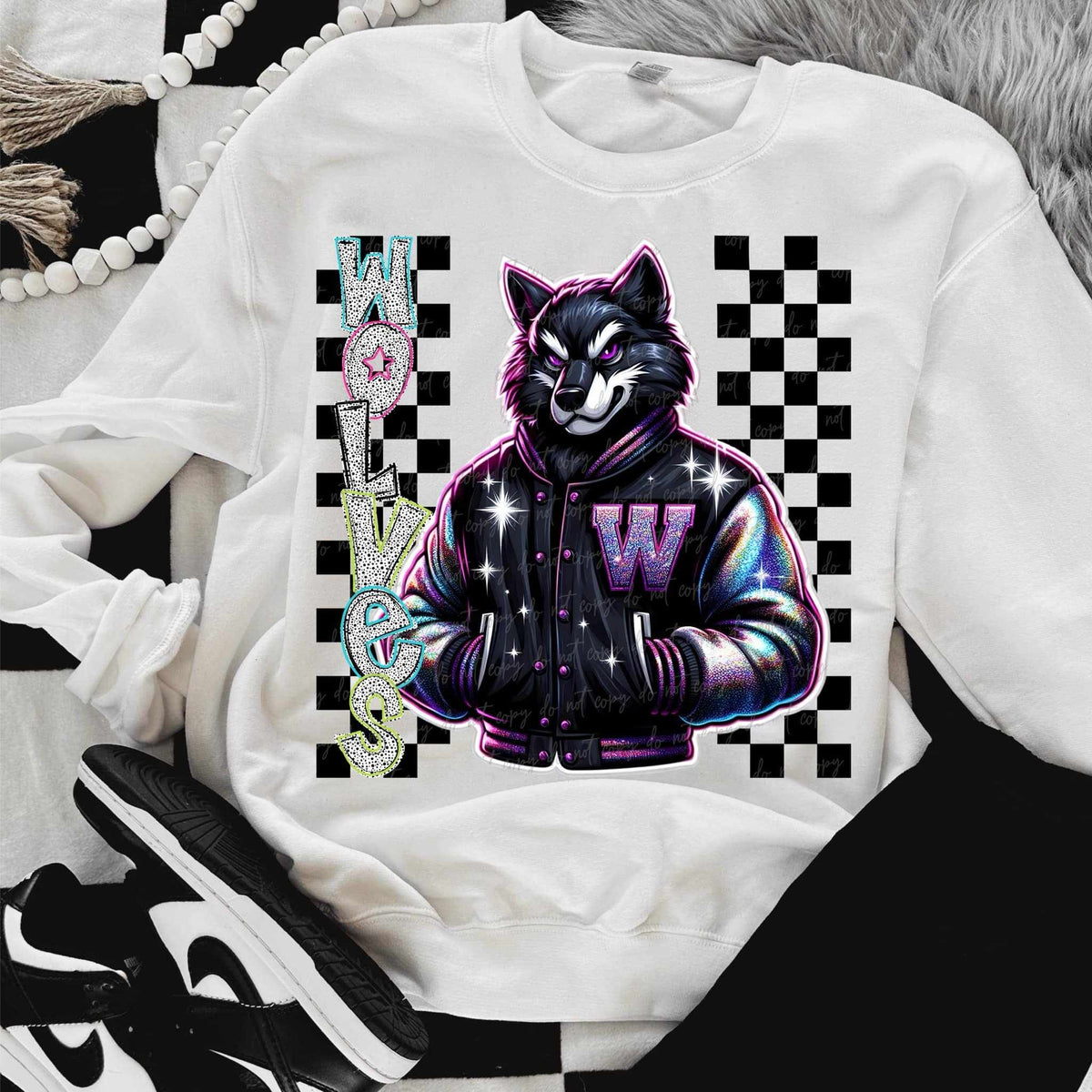 Wolves Dalmatian filled with mascot (VIRGO) 58030 DTF transfer