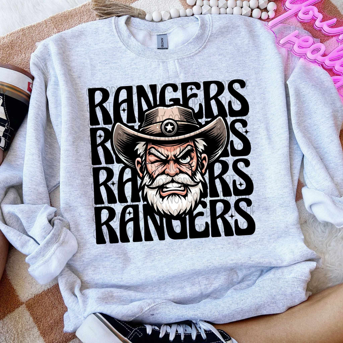 Rangers stacked Winking Mascot SWD 49207 DTF transfer