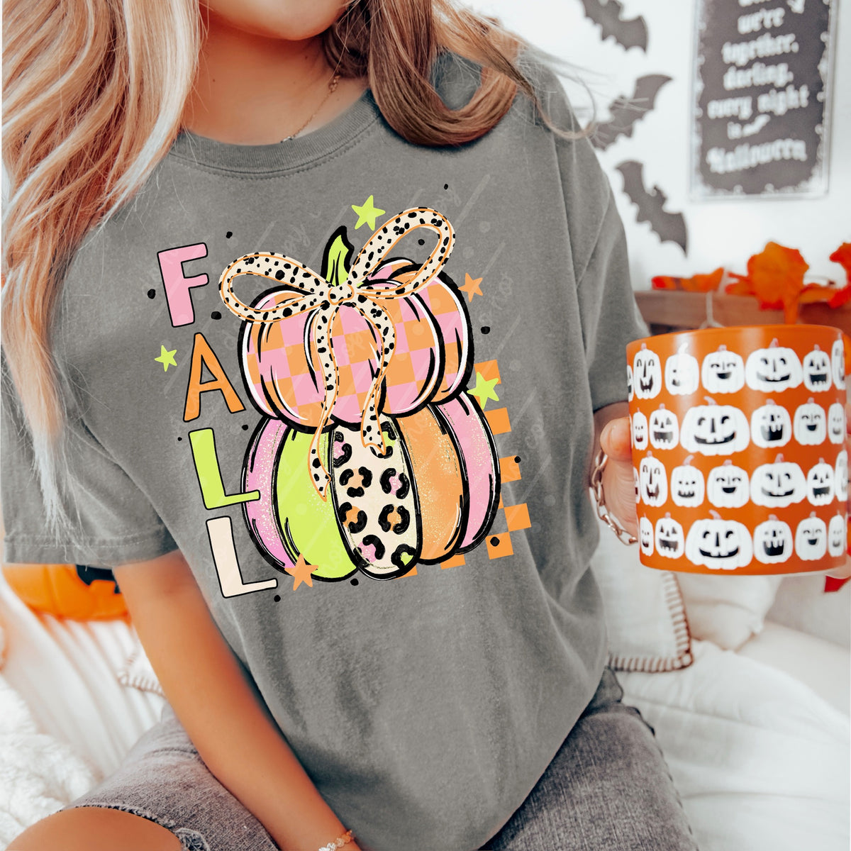 Fall two stacked pumpkins Sunday Special DTF transfer