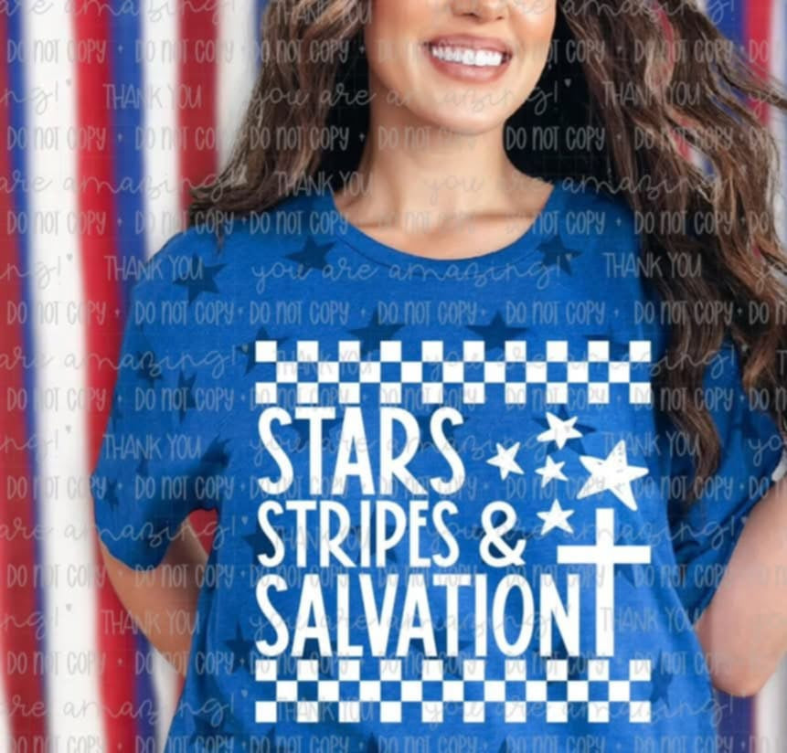 Stars stripes & salvation WHITE (OHD) 99529 DTF transfer