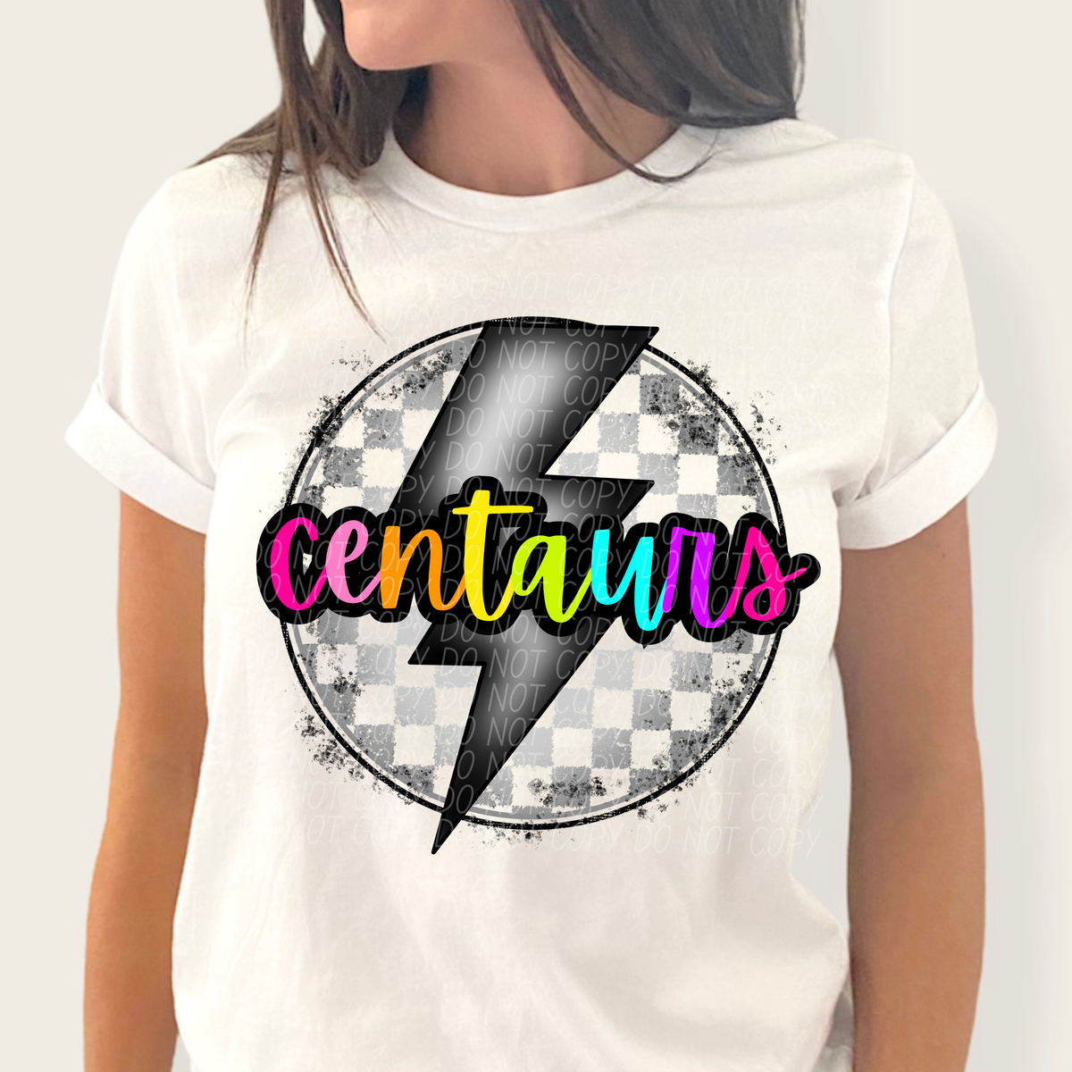 Centaurs BRIGHT COLORS FONT lightning bolt circle CITY DTF transfer