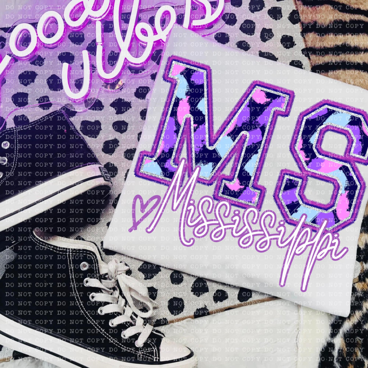 MS Mississippi purple brushstrokes (ECHT) 94034 DTF transfer