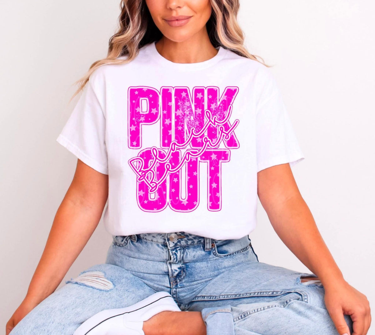 Black Bears pink Out Mascot pink and stars (C’s) DTF transfer