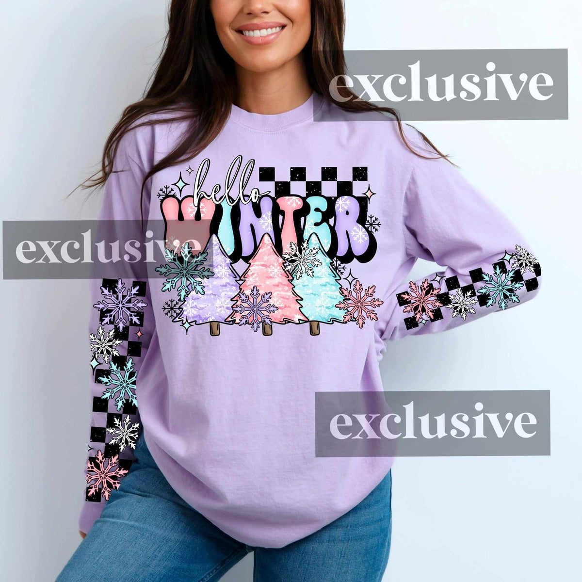 Hello winter pastel FRONT ONLY 67807 DTF transfer