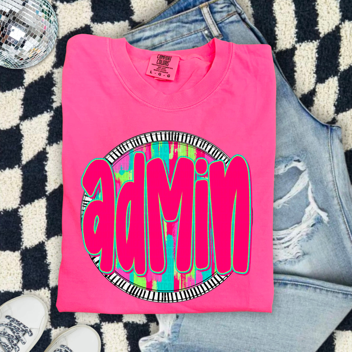 Admin pink font circle 103940 DTF transfer