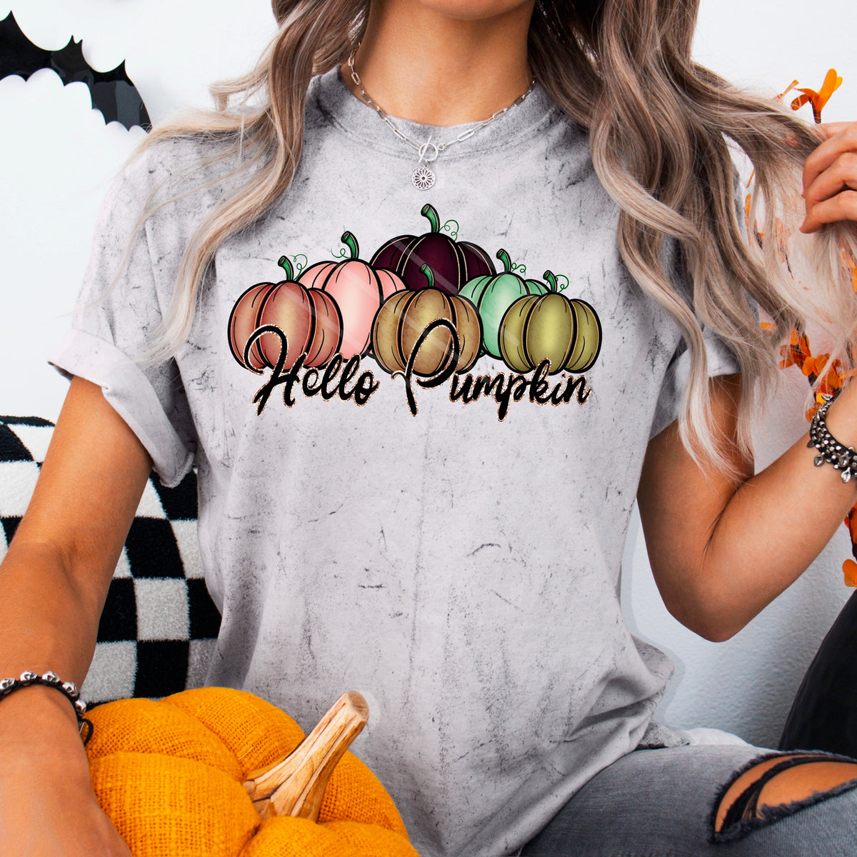 Hello Pumpkin with 6 pumpkins (chaos) 110279 DTF transfer