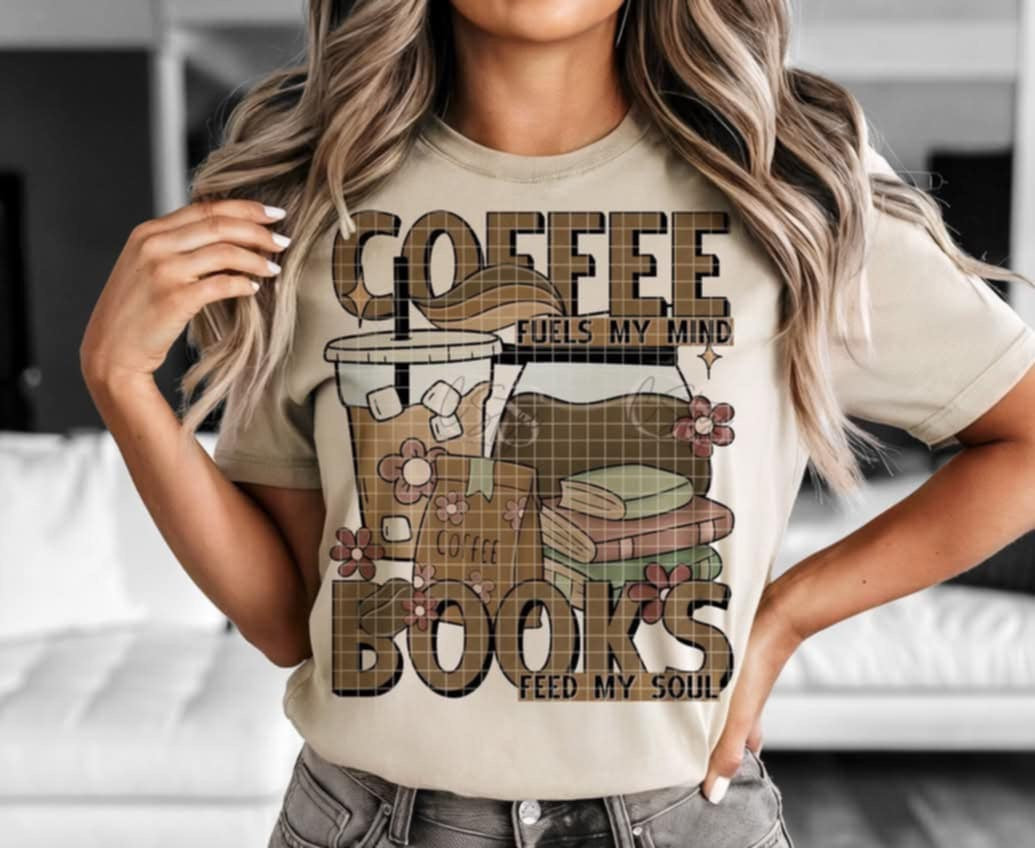 Coffee fuels my mind books fuel my soul (Cstage) 97795 DTF transfer