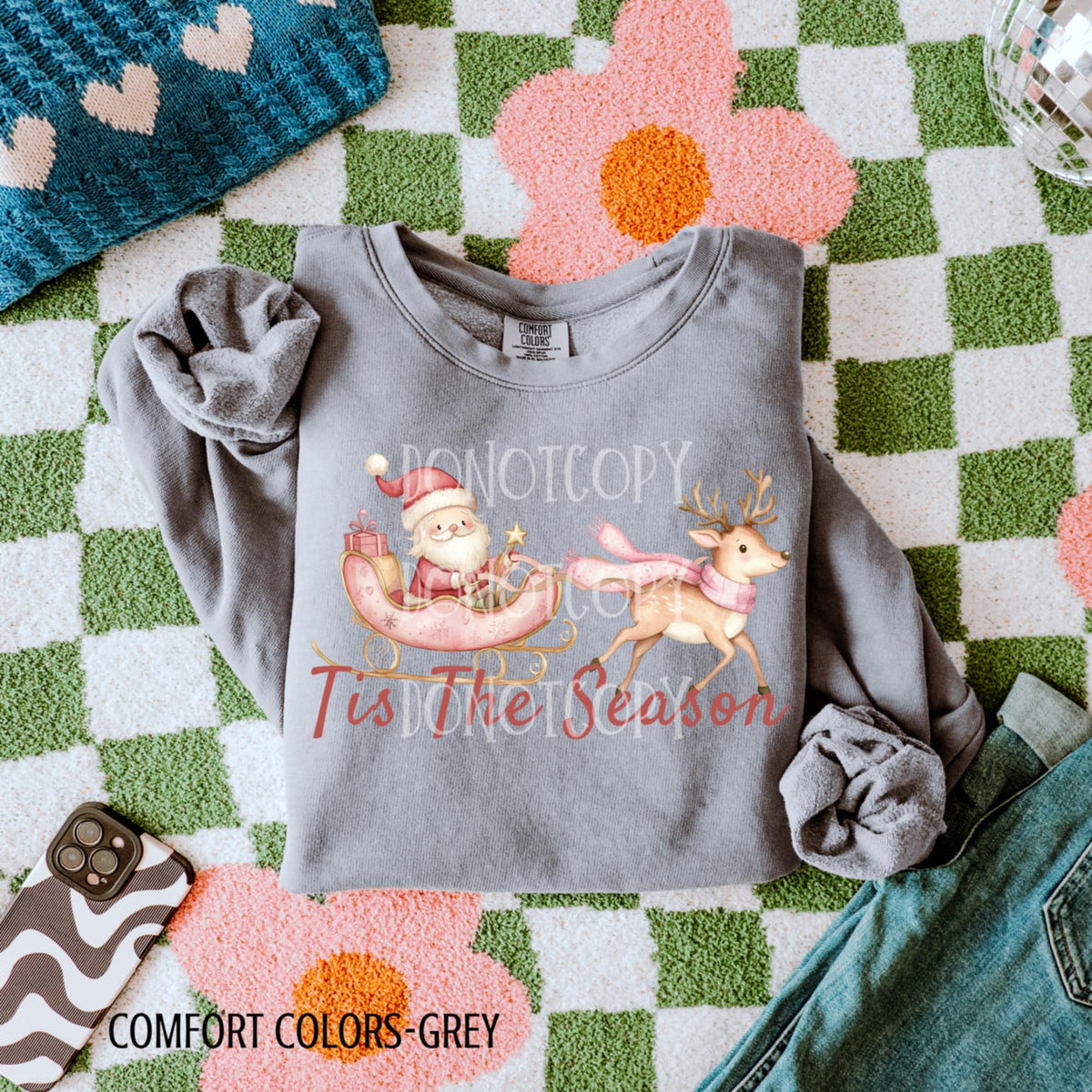 Tis The Season Santa & Reindeer CSG DTF transfer