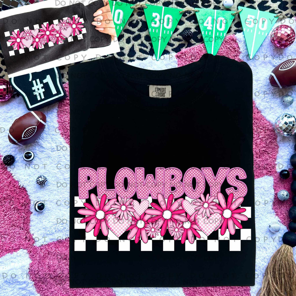Plow boys pink checkered (caplinger) 77847 DTF transfer