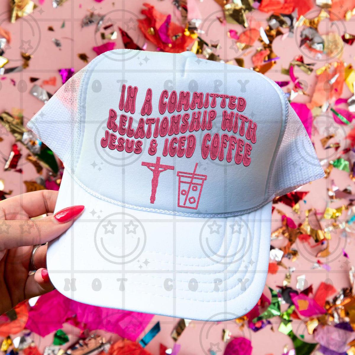 In a committed relationship with Jesus & coffee PINK (HW) 107919 DTF transfer