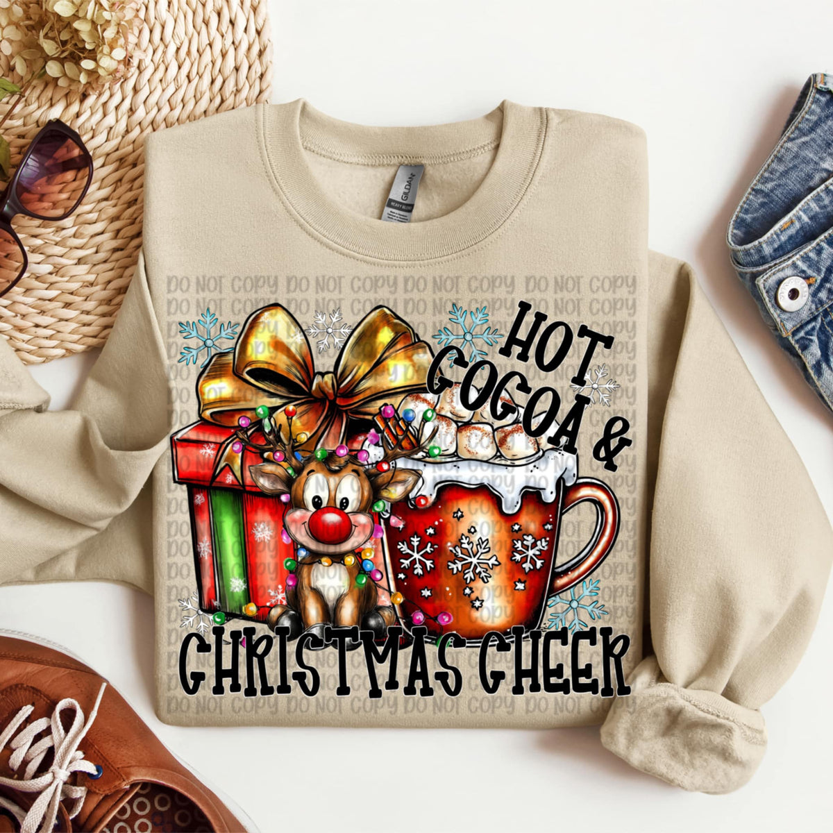 Hot Cocoa and Christmas Cheer VP DTF transfer