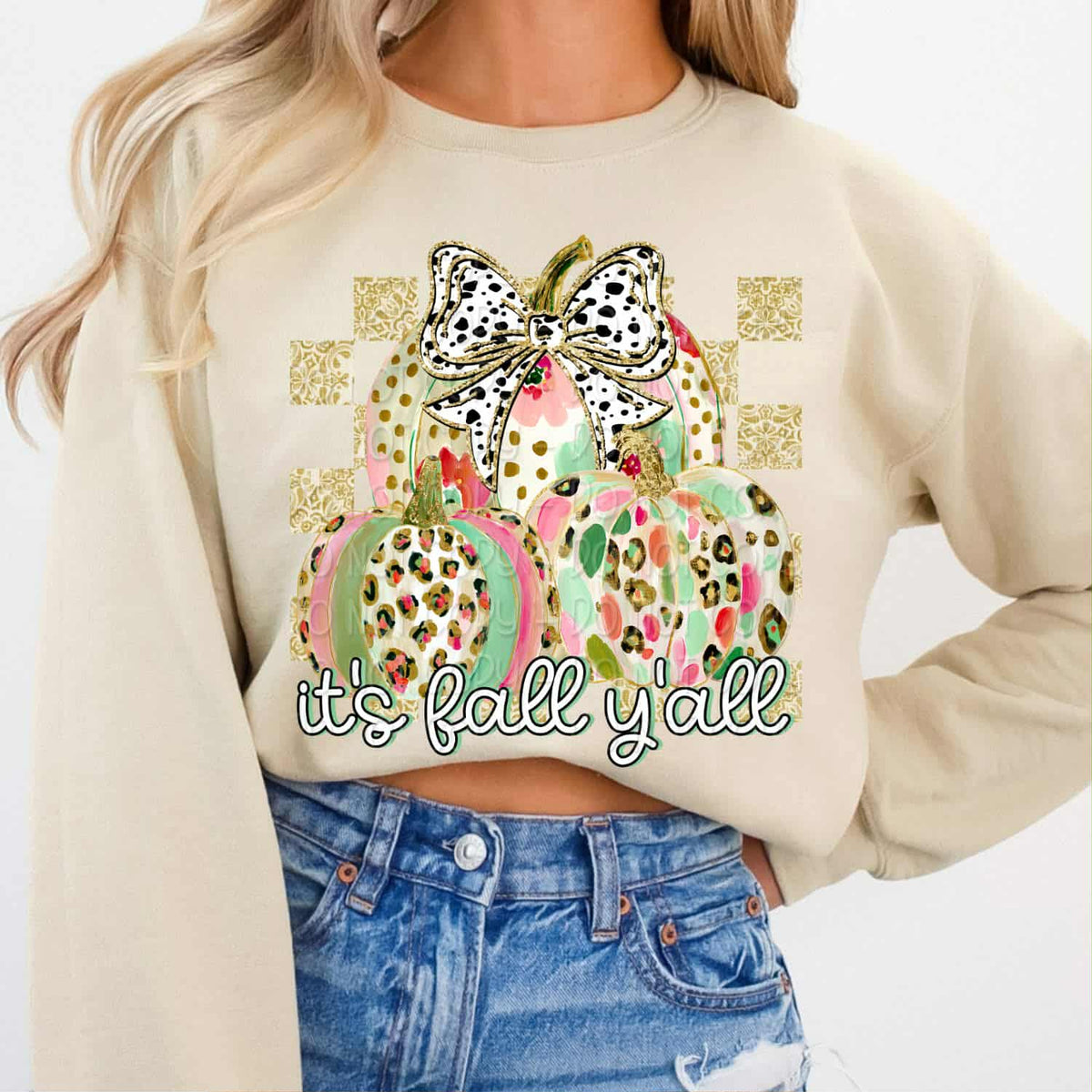 It’s Fall Y’all pumpkins and Dalmatian bow (digi) DTF transfer