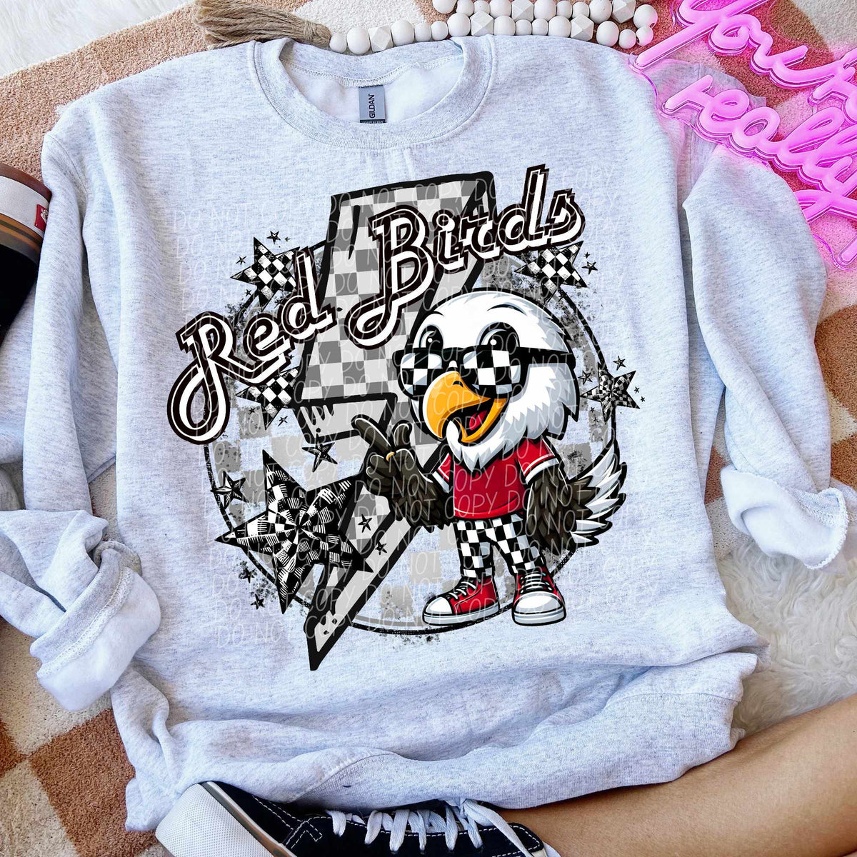 Red birds red shirt lightning bolt (CITY) 52469 DTF transfer