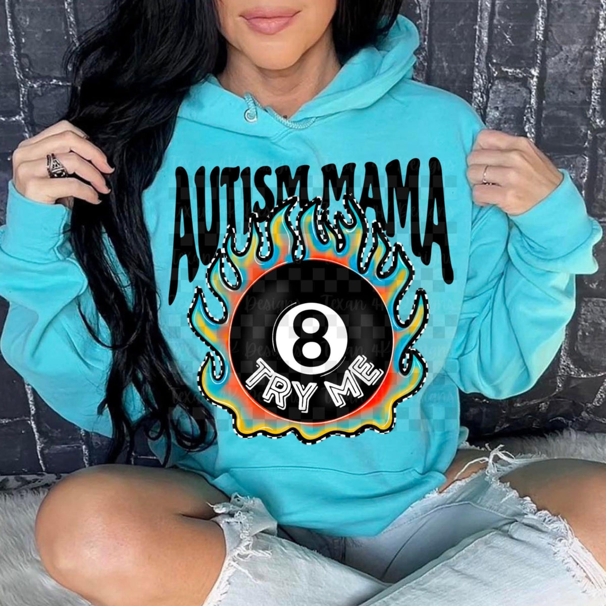 Autism mama try me black font (Texan) 109324 DTF transfer