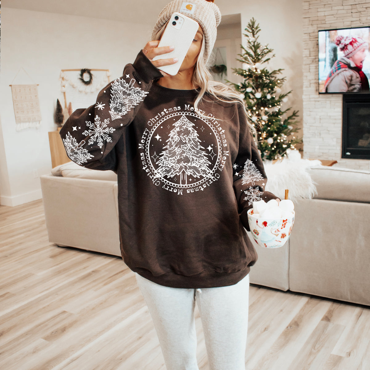 Merry Christmas Lace tree circle (front only) (csc) DTF Transfer