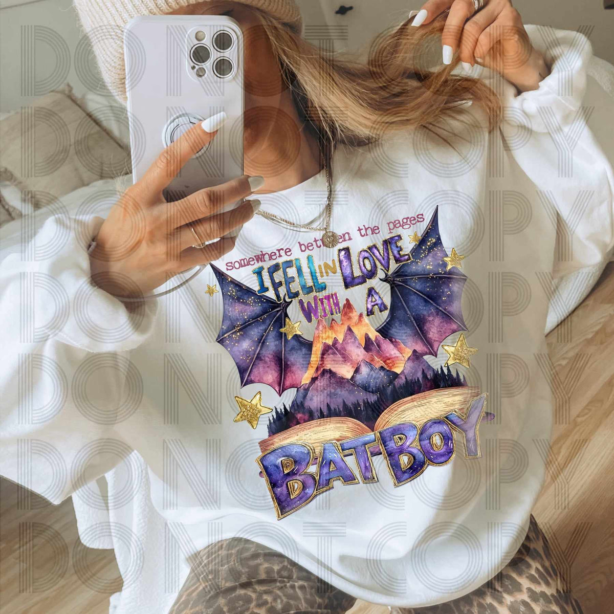 Somewhere between the pages I feel in love with a bat boy 73786 DTF transfer