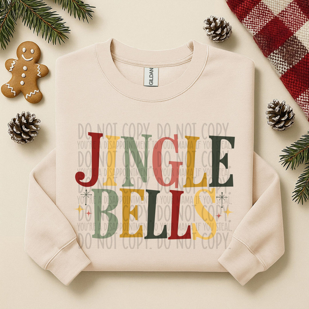 Jingle Bells (red green pink yellow) (SWD) DTF transfer
