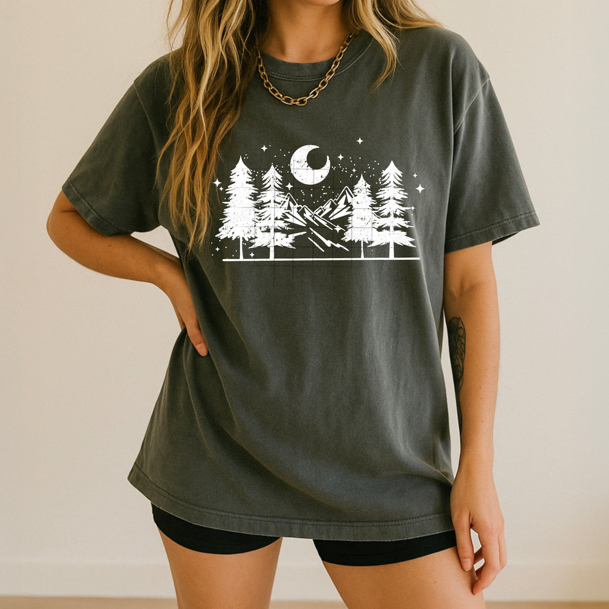 Trees and mountains WHITE (csc) DTF transfer