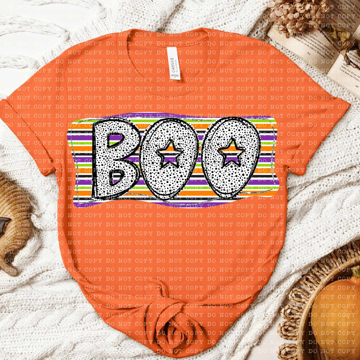 Boo purple orange green stripes (ECHT) 58806 DTF transfer
