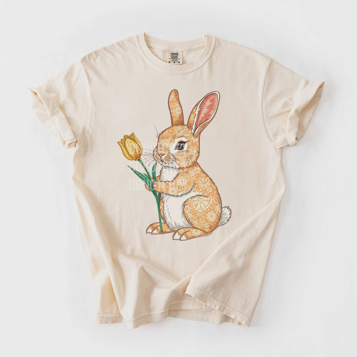 Bunny with yellow tulip (CSG) DTF transfer