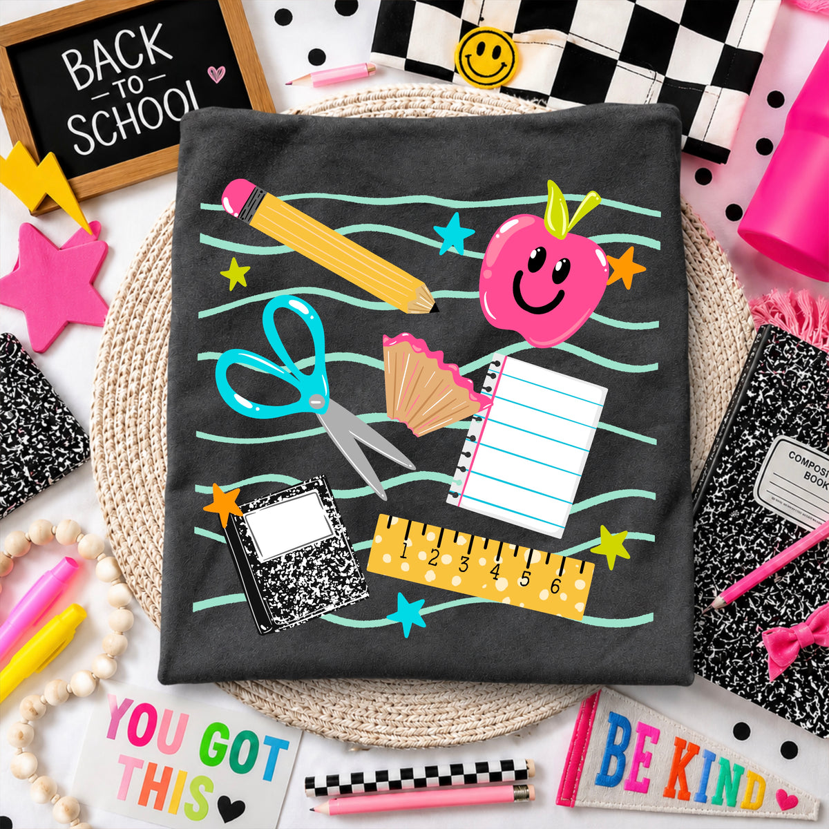 School supplies wavy lines (CSC) DTF Transfer