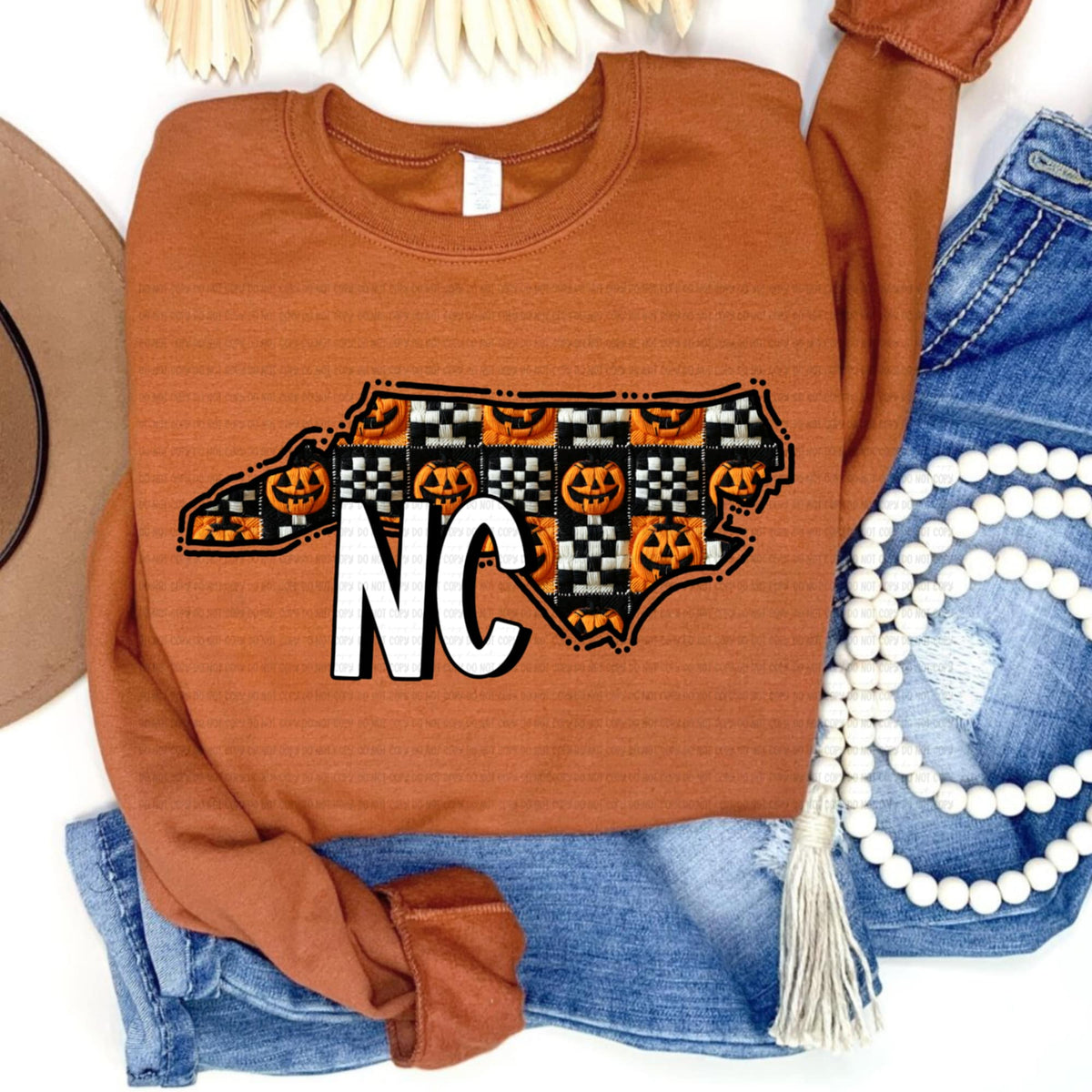 North Carolina pumpkin checker REVEL DTF transfer