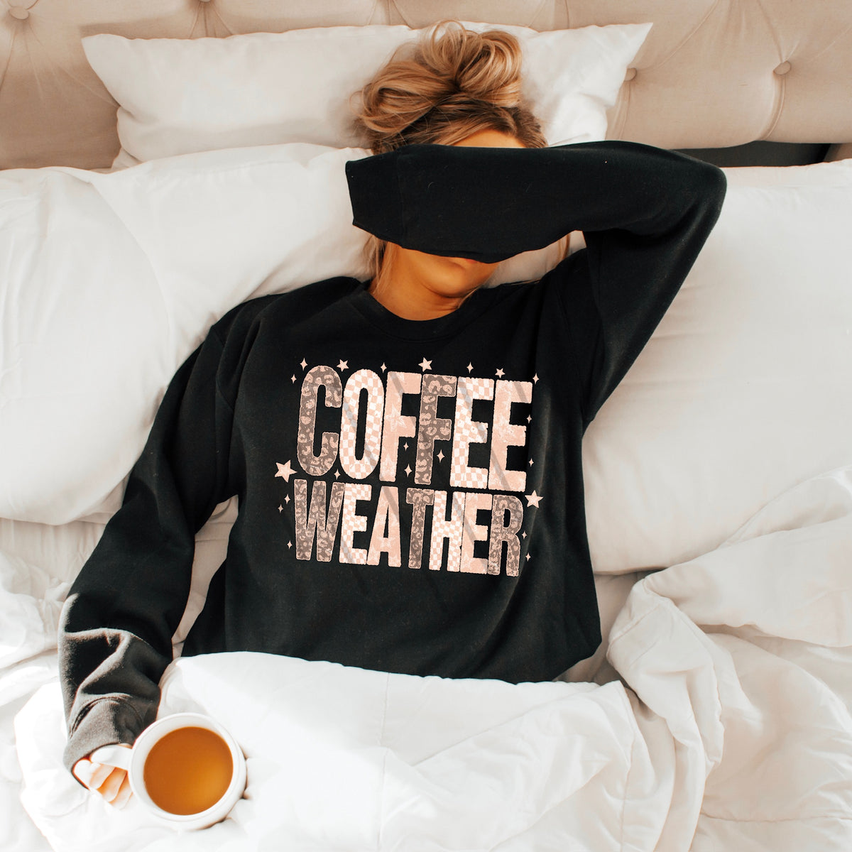 Coffee Weather tan checker stars 113671 DTF transfer