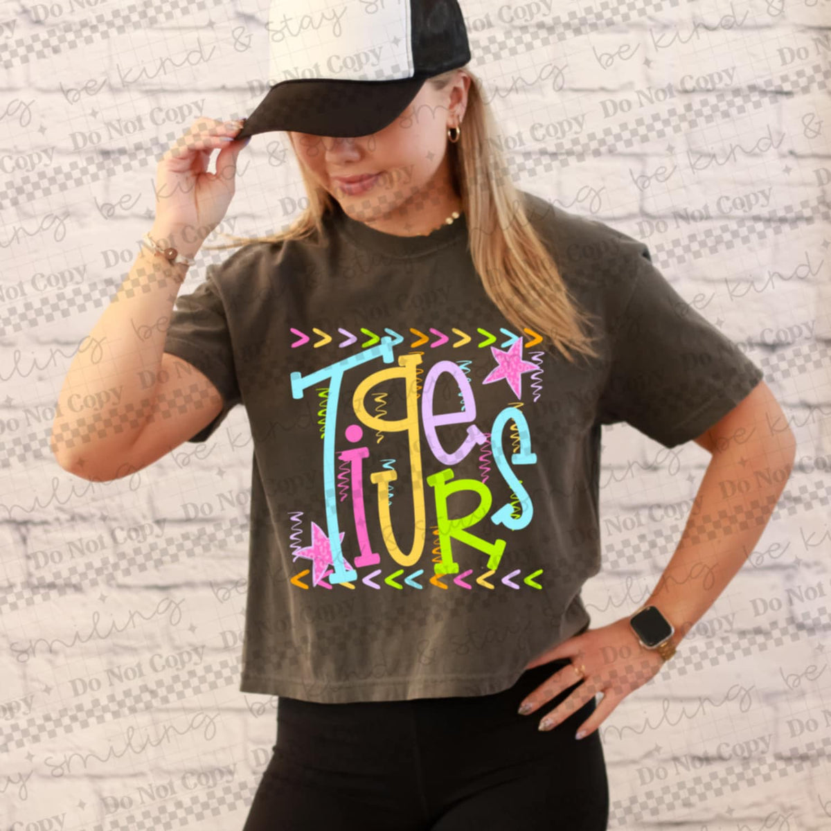 Tigers rainbow arrows mascot CMLD DTF transfer