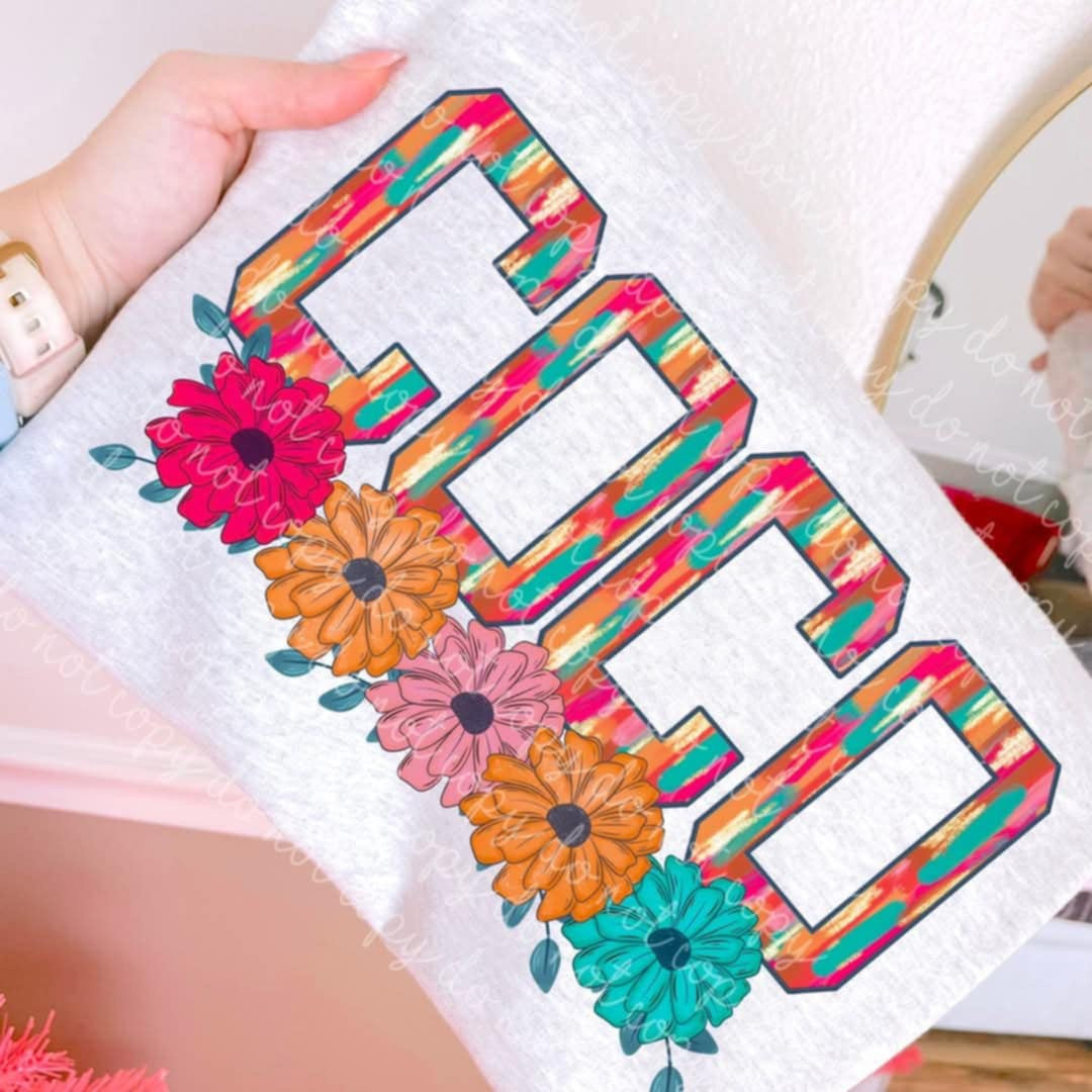 Coco brushstrokes with flowers (MMD) 97881 DTF transfer