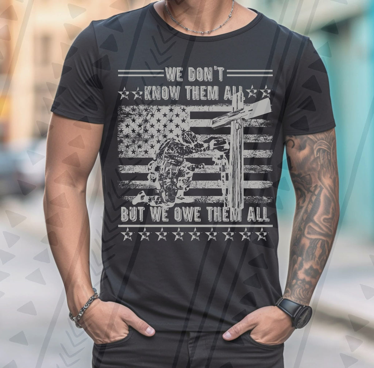 We don’t know them all cross and flag (TGG) DTF Transfer