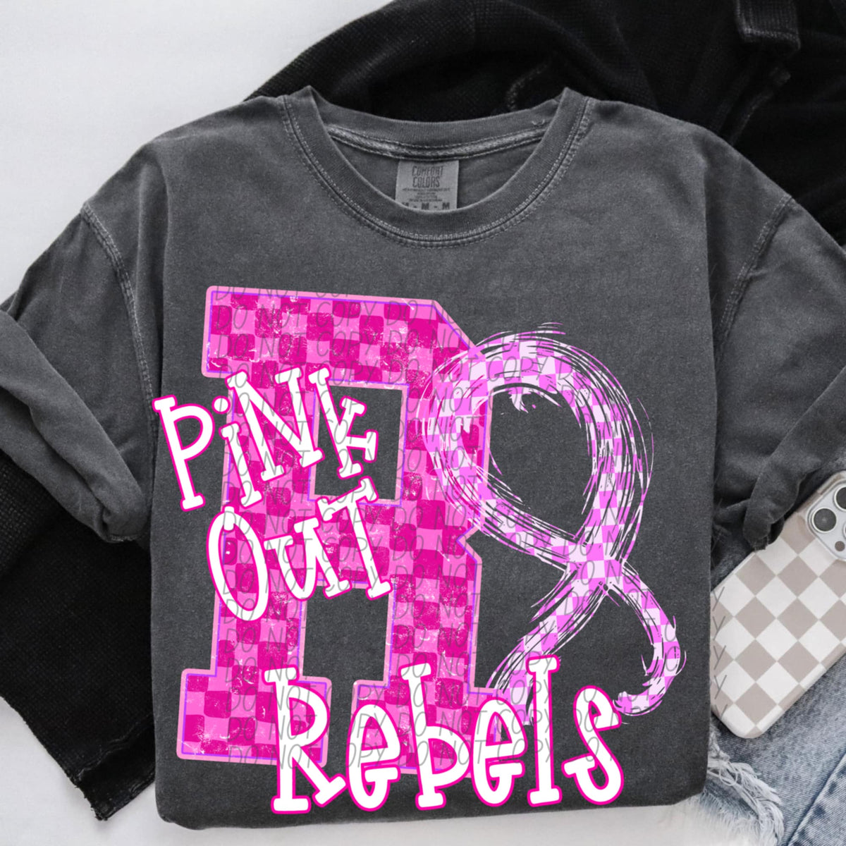 Rebels Pink Out Varsity (city) DTF Transfer