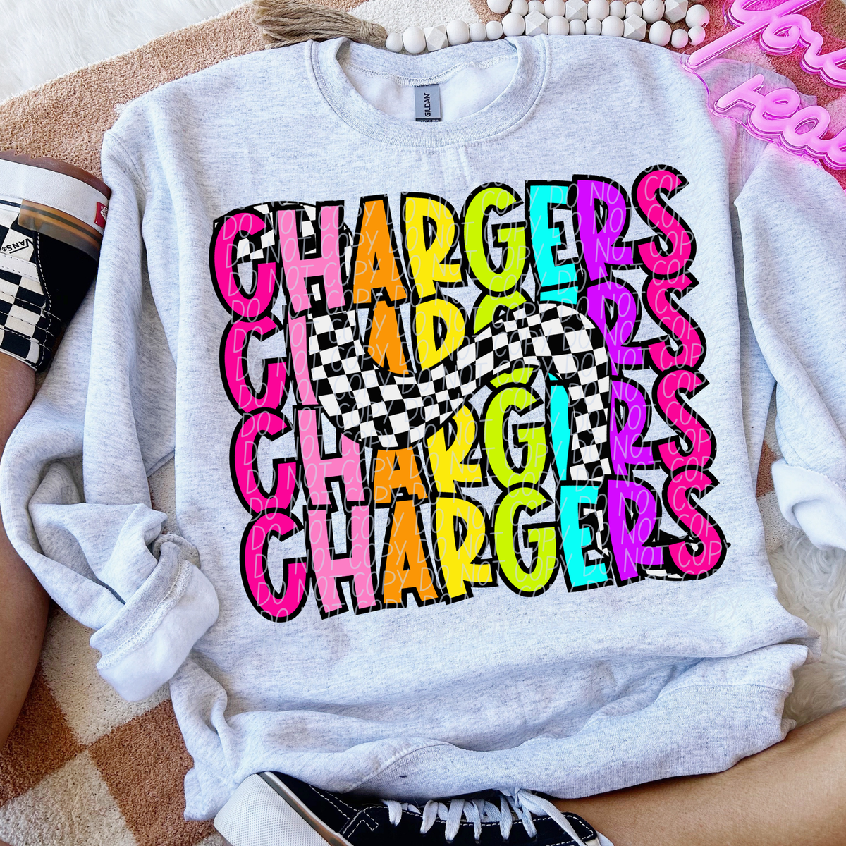 Chargers 80's Vibe Mascot STACKED (City) DTF transfer