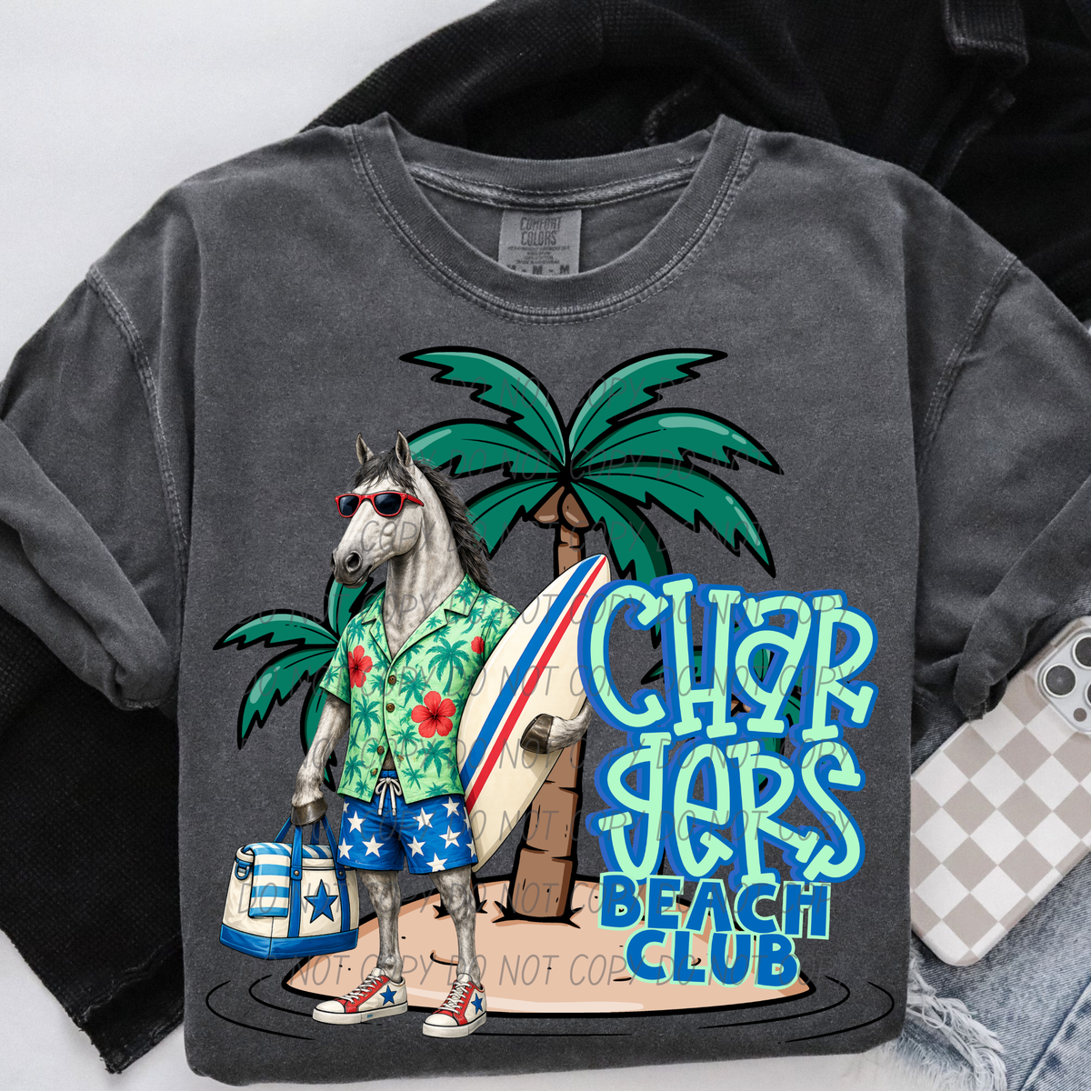 Chargers grey beach club (City) DTF transfer