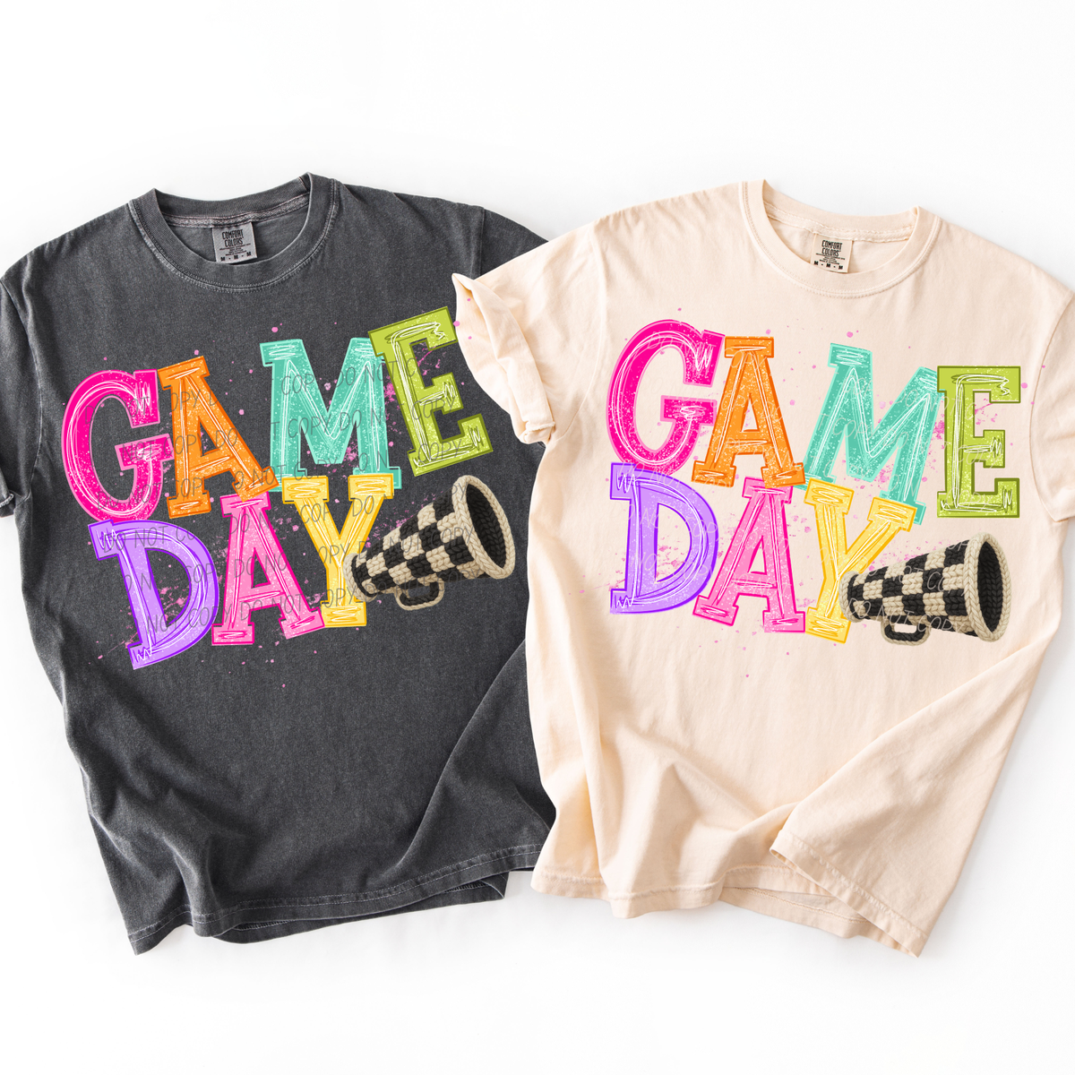 cheer checker black bright game day (city) DTF transfer