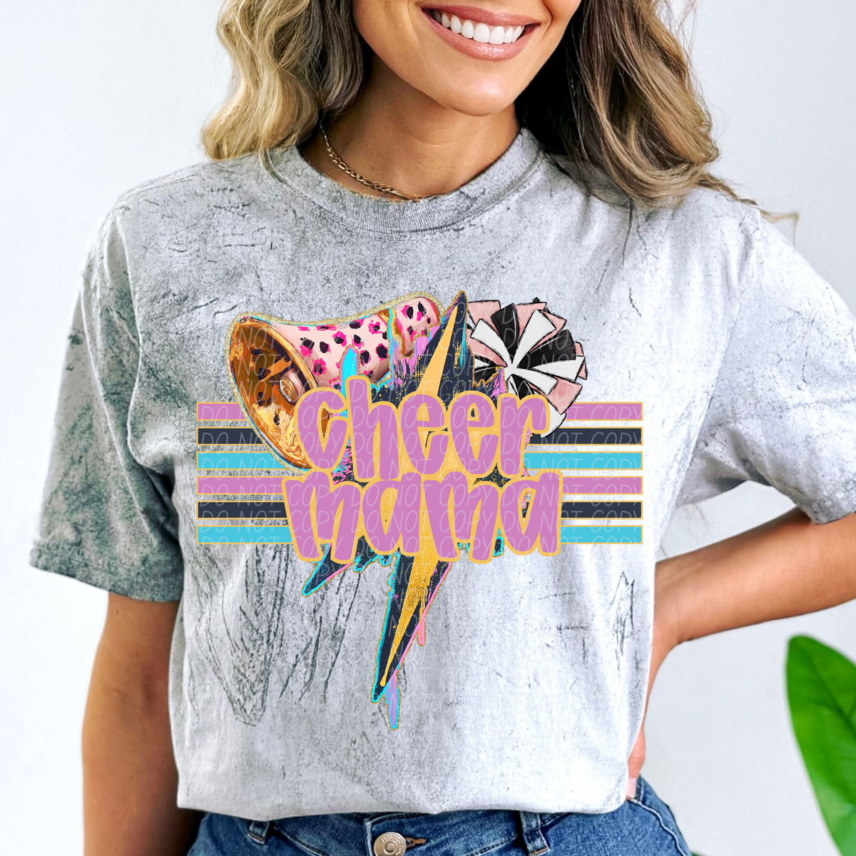 Geode Bolt with Pom Pom Cheer Mama (CITY) DTF transfer