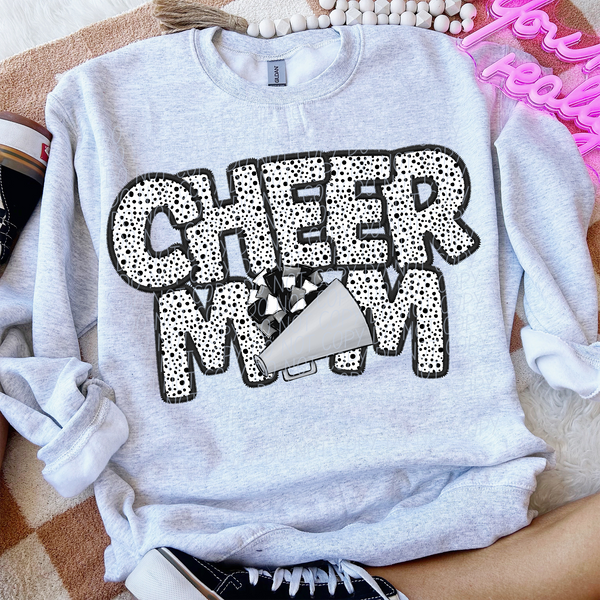 Cheer Mom Polka Dots Megaphone Pompoms 74152 DTF Transfer