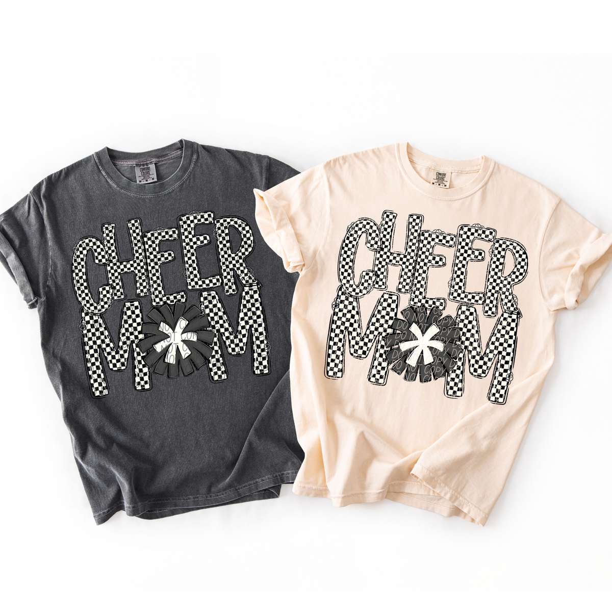 Cheer mom black and white checkered (City) DTF Transfer