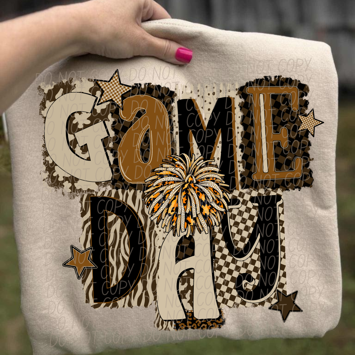 Brown Game Day Pom Pom (City) DTF Transfer