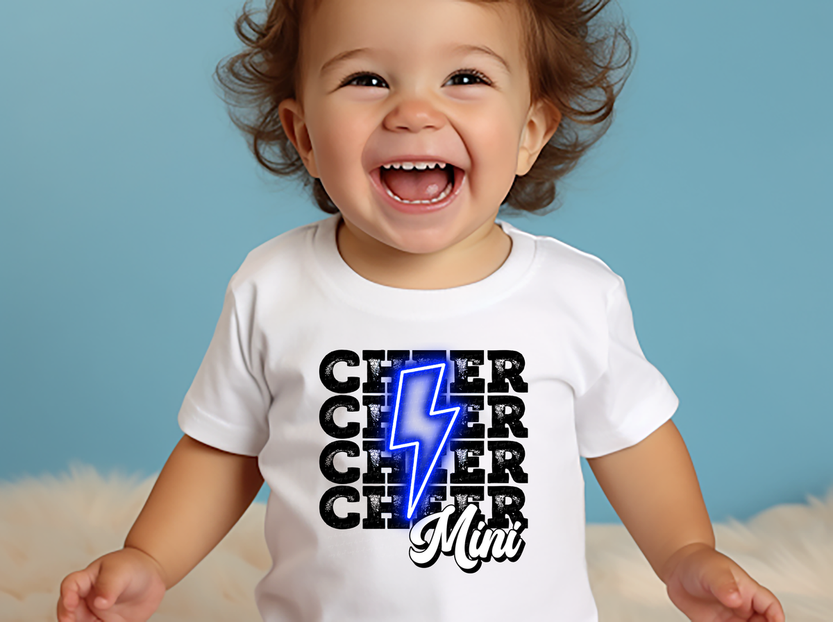 Cheer Mini Stacked Blue Lightning Bolt 116151 DTF Transfer