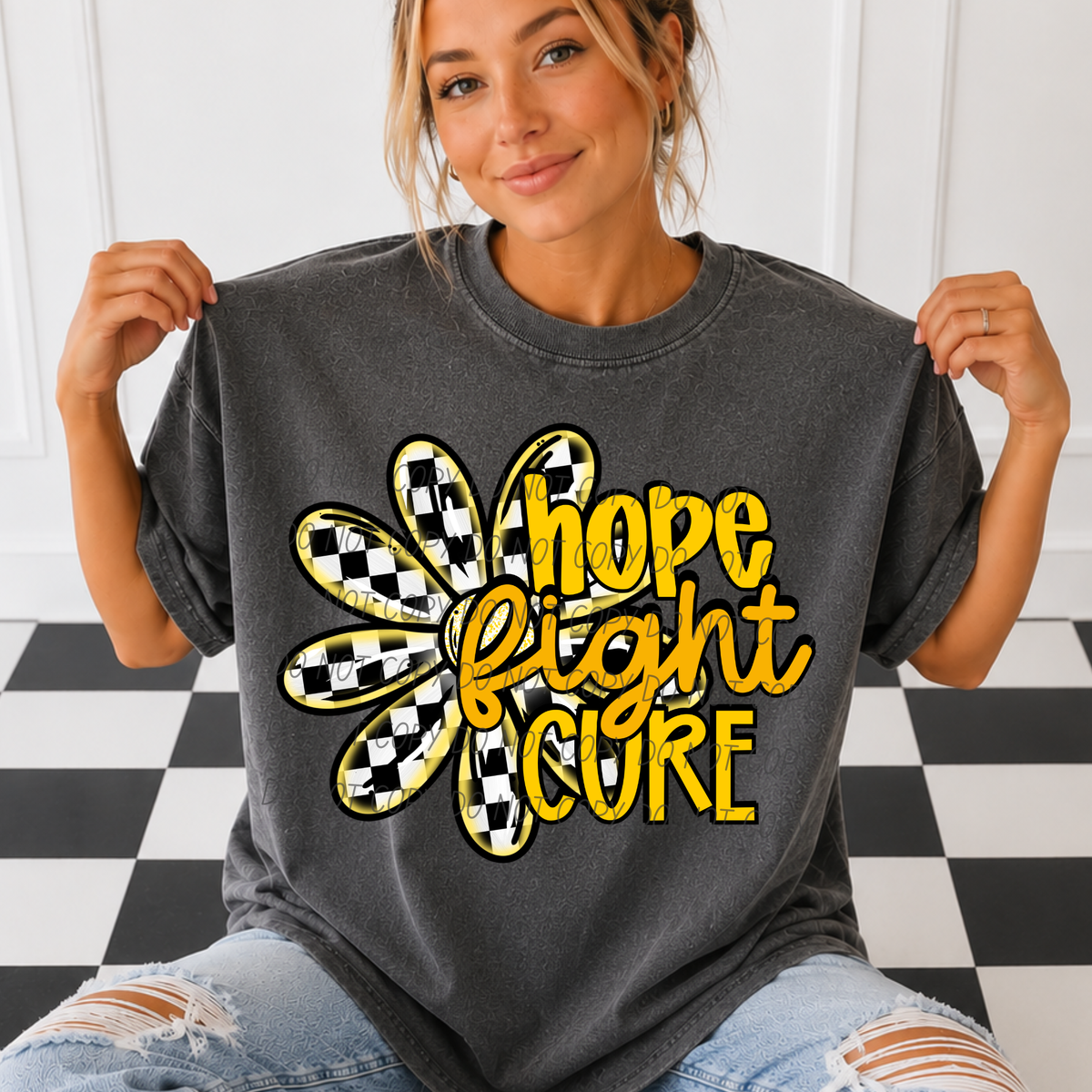 Hope Fight Cure-flower-YELLOW (CITY) DTF Transfer