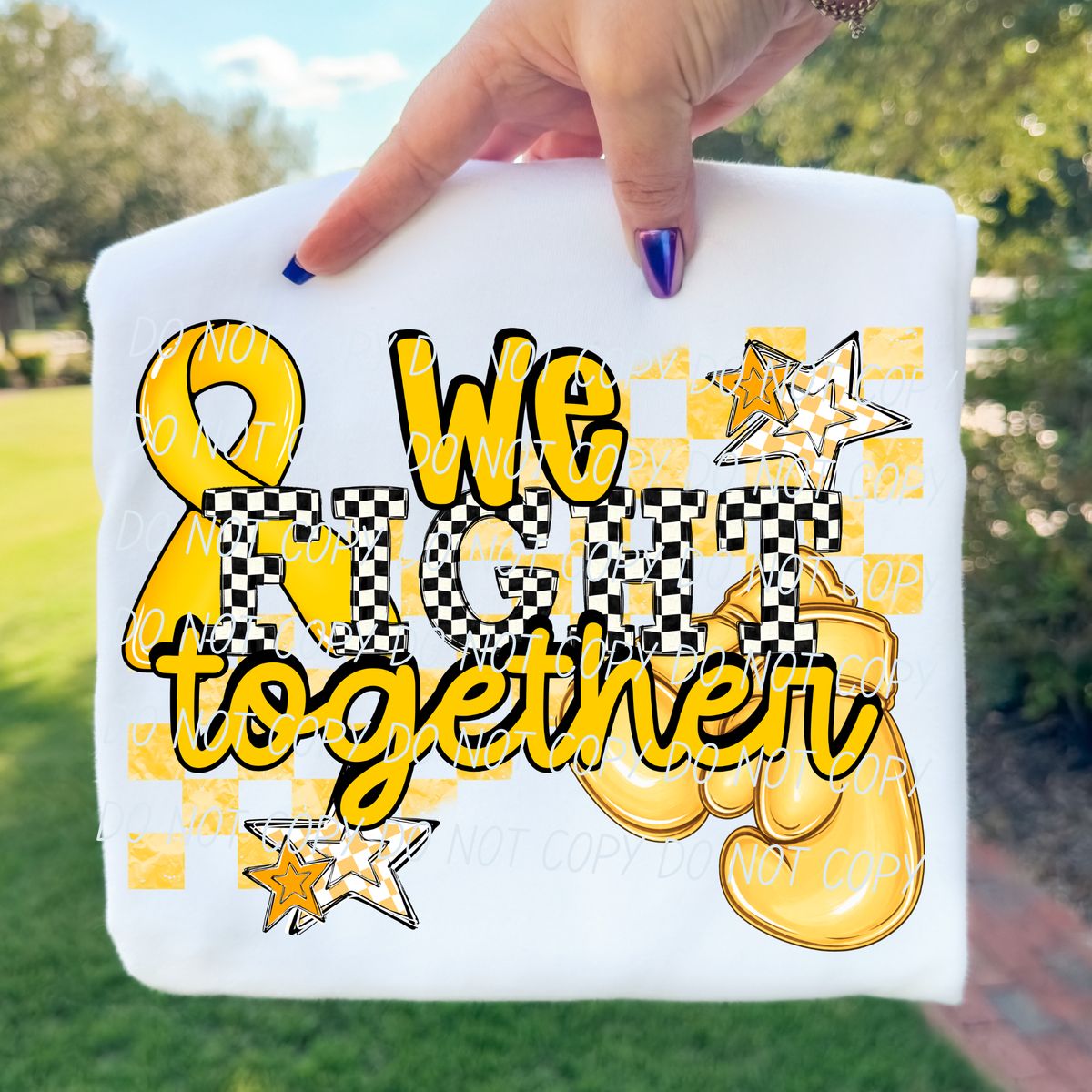 We fight together-checkered font-YELLOW (CITY) DTF Transfer
