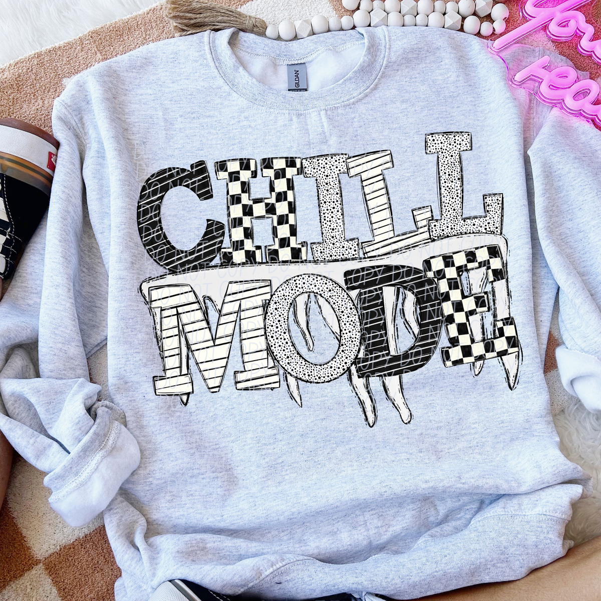 Chill mode black white (City) DTF Transfer