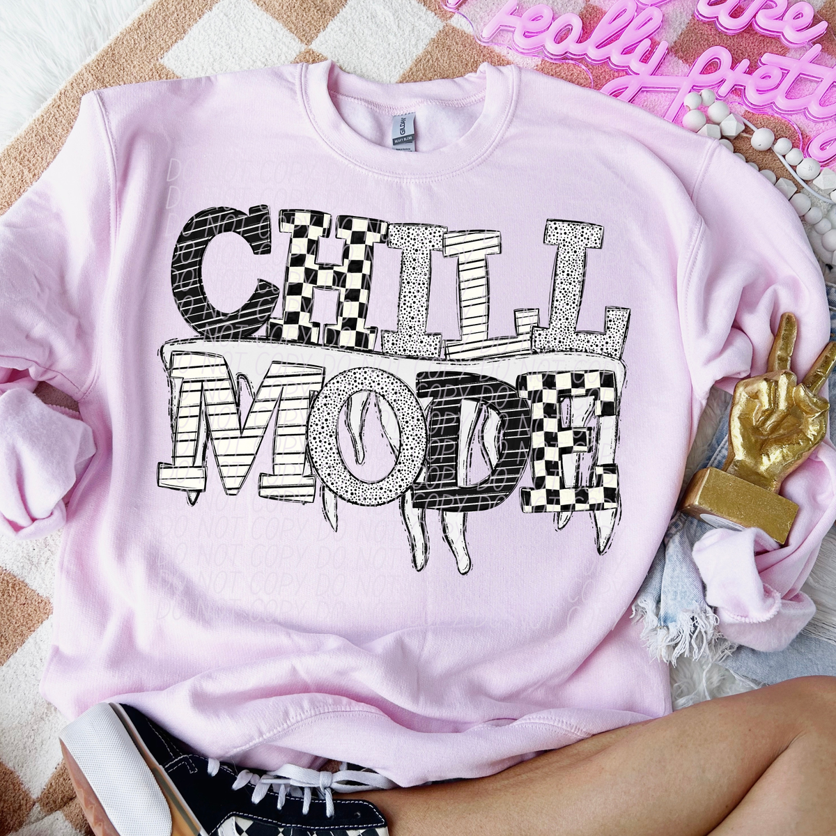 Chill mode black white (City) DTF Transfer