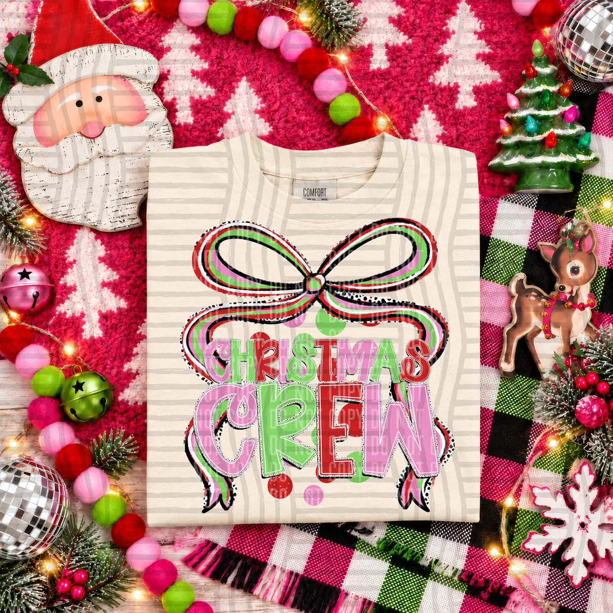 Christmas crew stacked with bow (caplinger) DTF Transfer