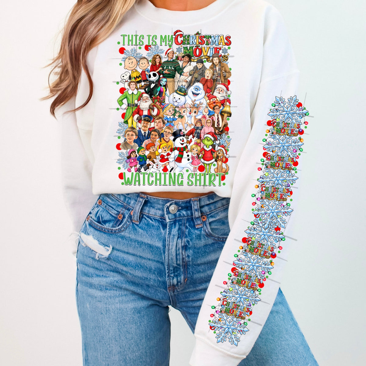 Christmas movie watching shirt (FRONT ONLY) (Starlight) DTF Transfer