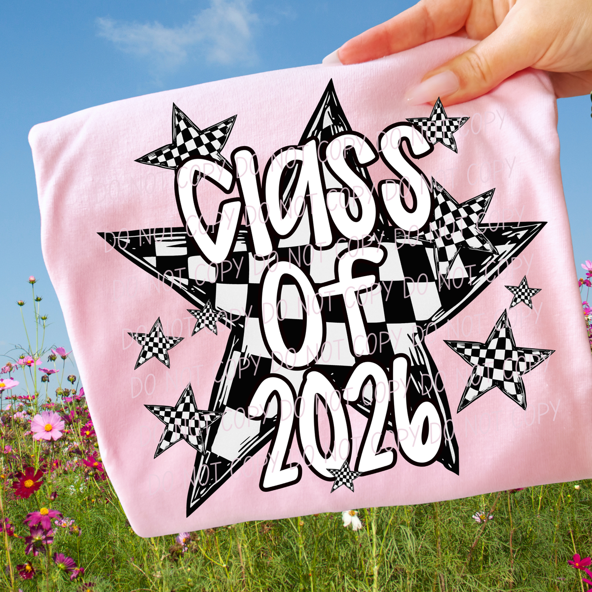 class of 26 black and white checker stars (city) DTF Transfer
