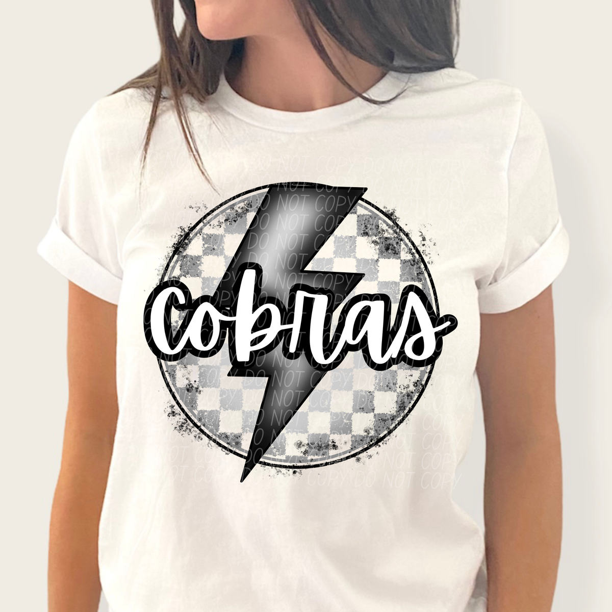 Cobras grey/silver lightning bolt circle CITY DTF transfer