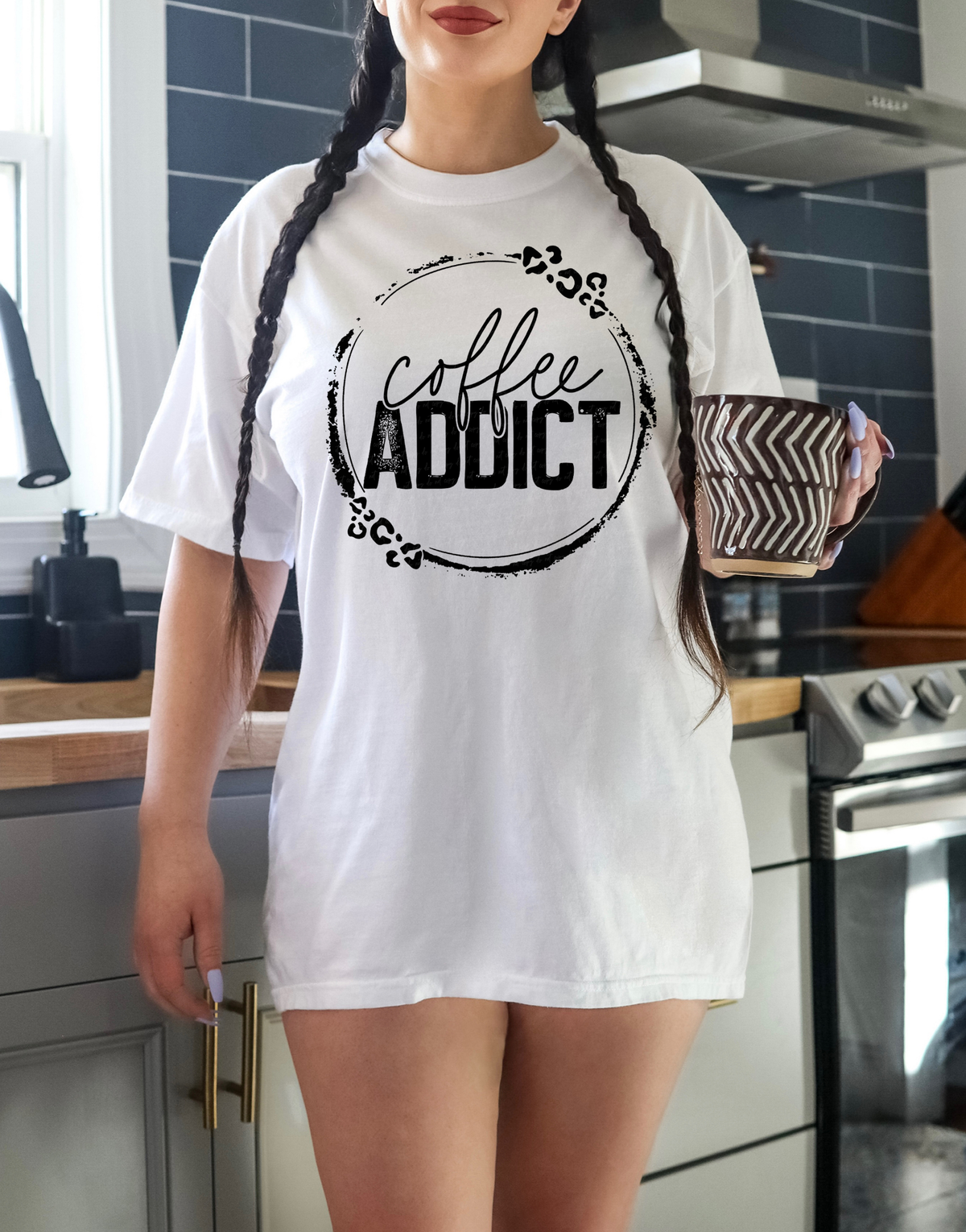 Coffee Addict Circle Leopard BLACK 116160 DTF Transfer